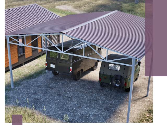 Двускатные навесы под ключ в Печоре — изготовление и монтаж